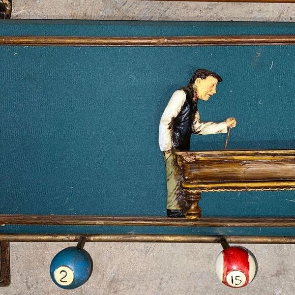 Vintage 1970s Billiard Pool Ball Wooden Coat Rack/ Shelf Wall Display 37x13x12 - Picture 10 of 11